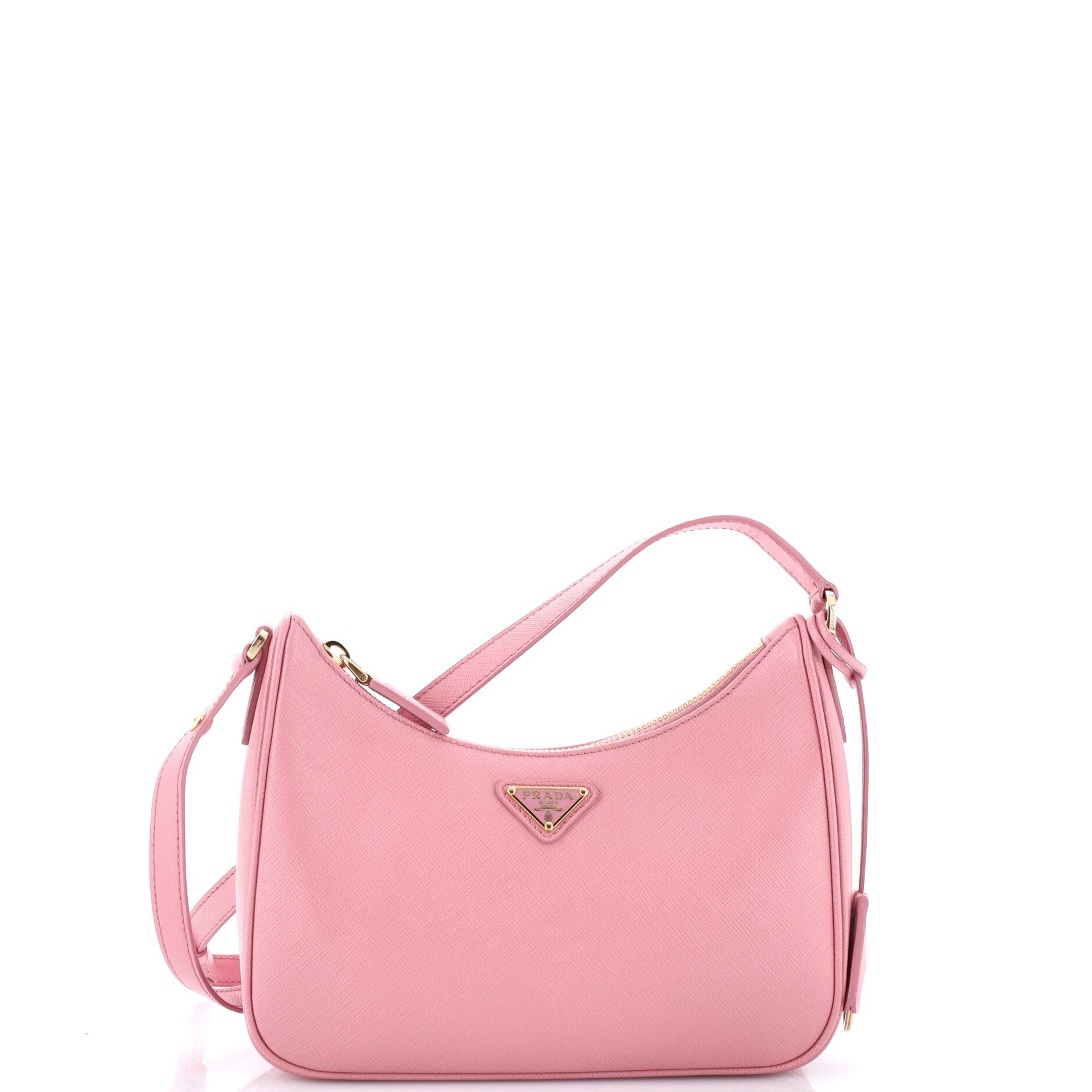 Adjustable Handle Zip Hobo Saffiano Leather Mini