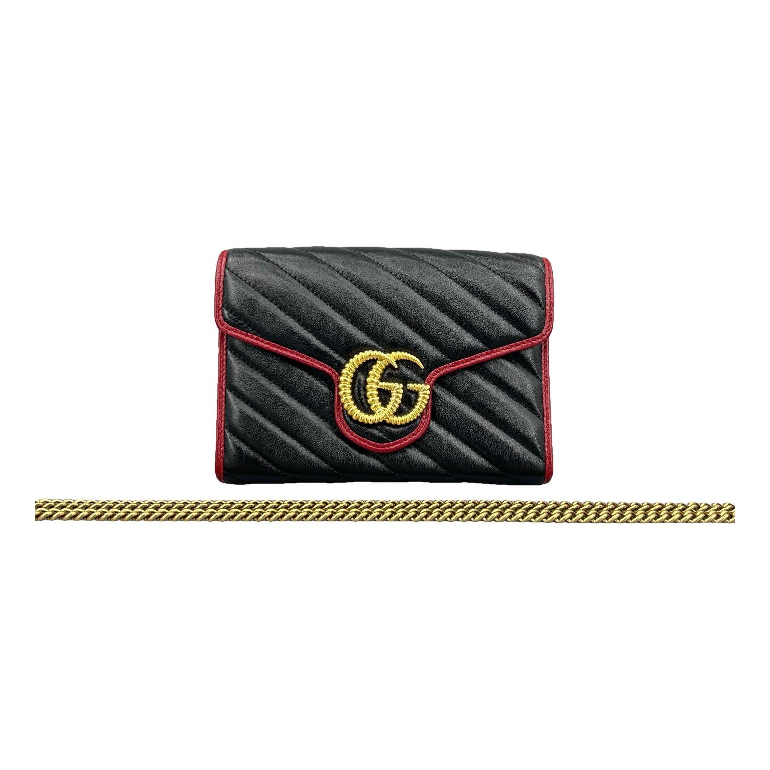 Pearly GG Marmont Chain Wallet leather crossbody bag
