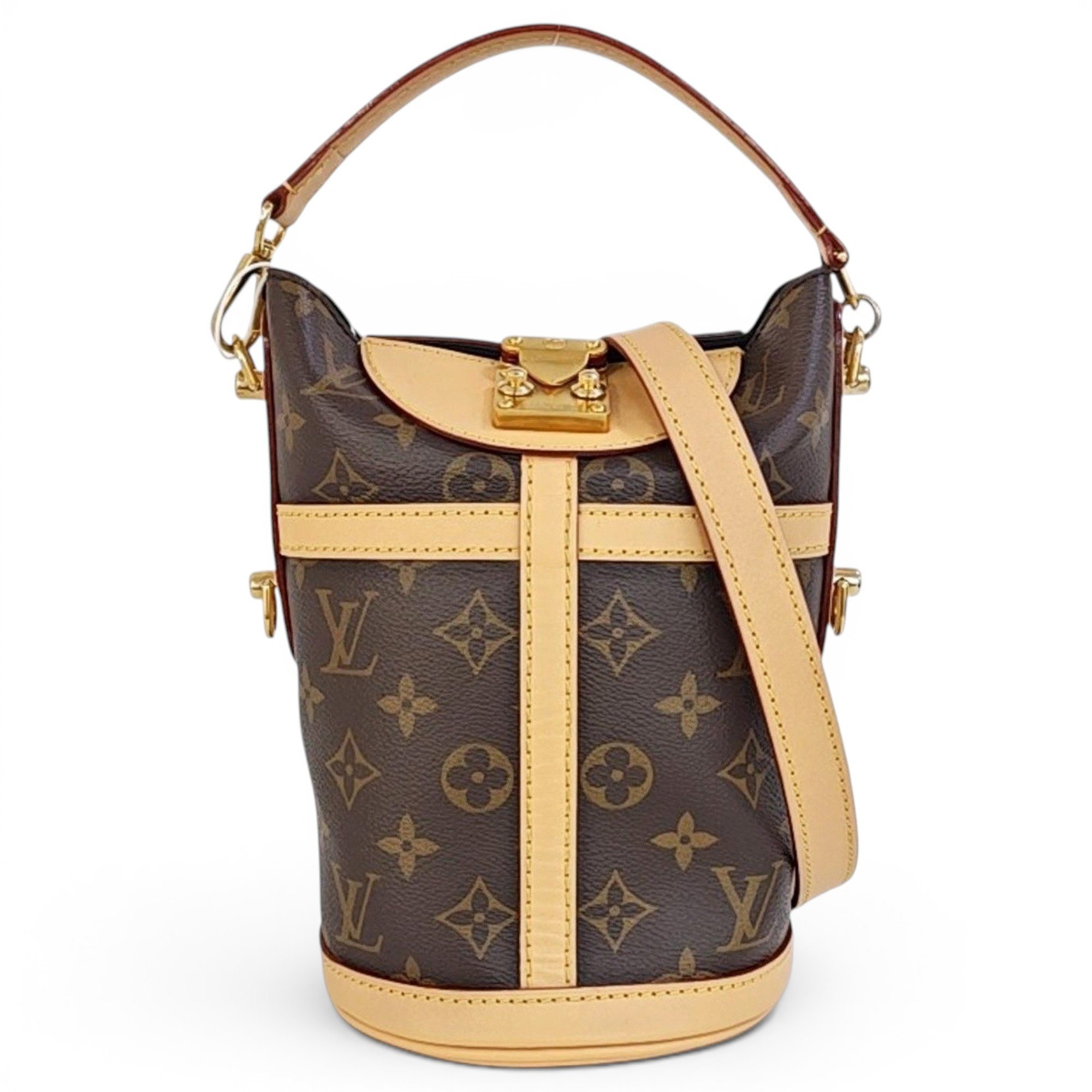 Duffle leather handbag