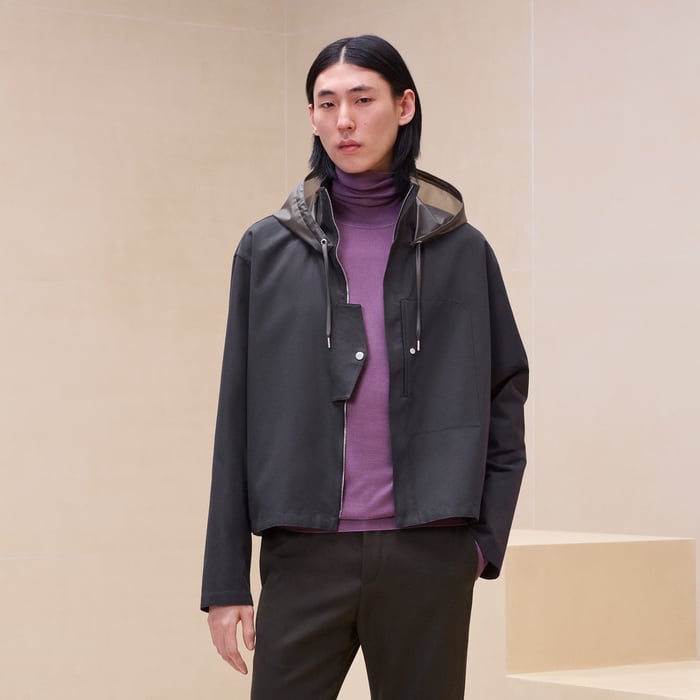 Anthracite Hooded Boxy Fit Jacket Shirt
