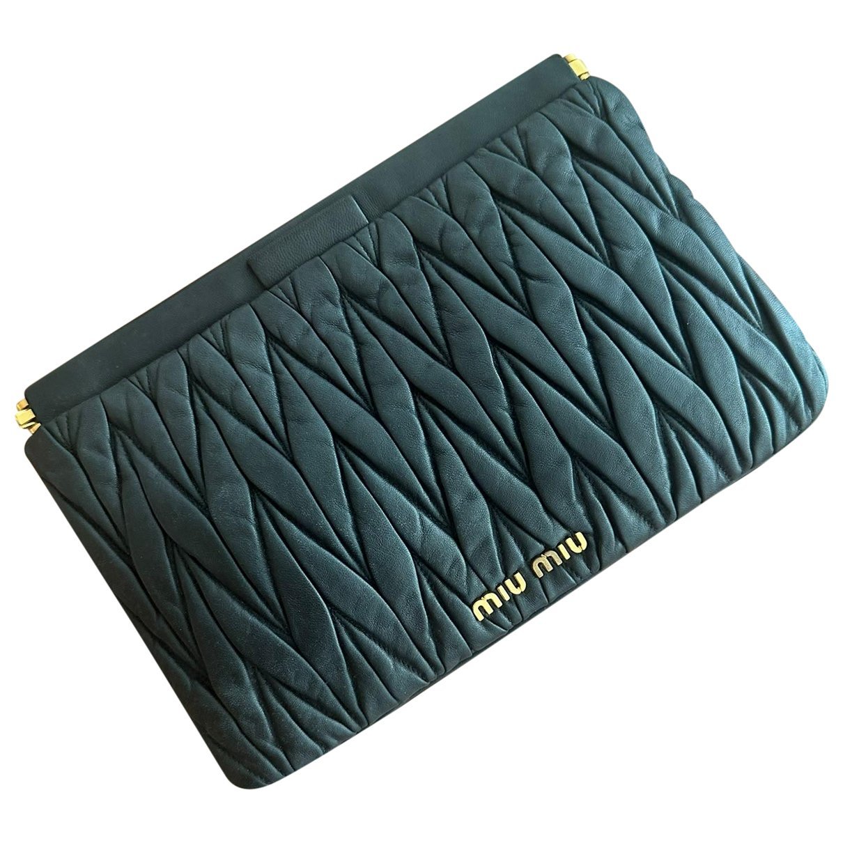 Matelassé leather clutch bag