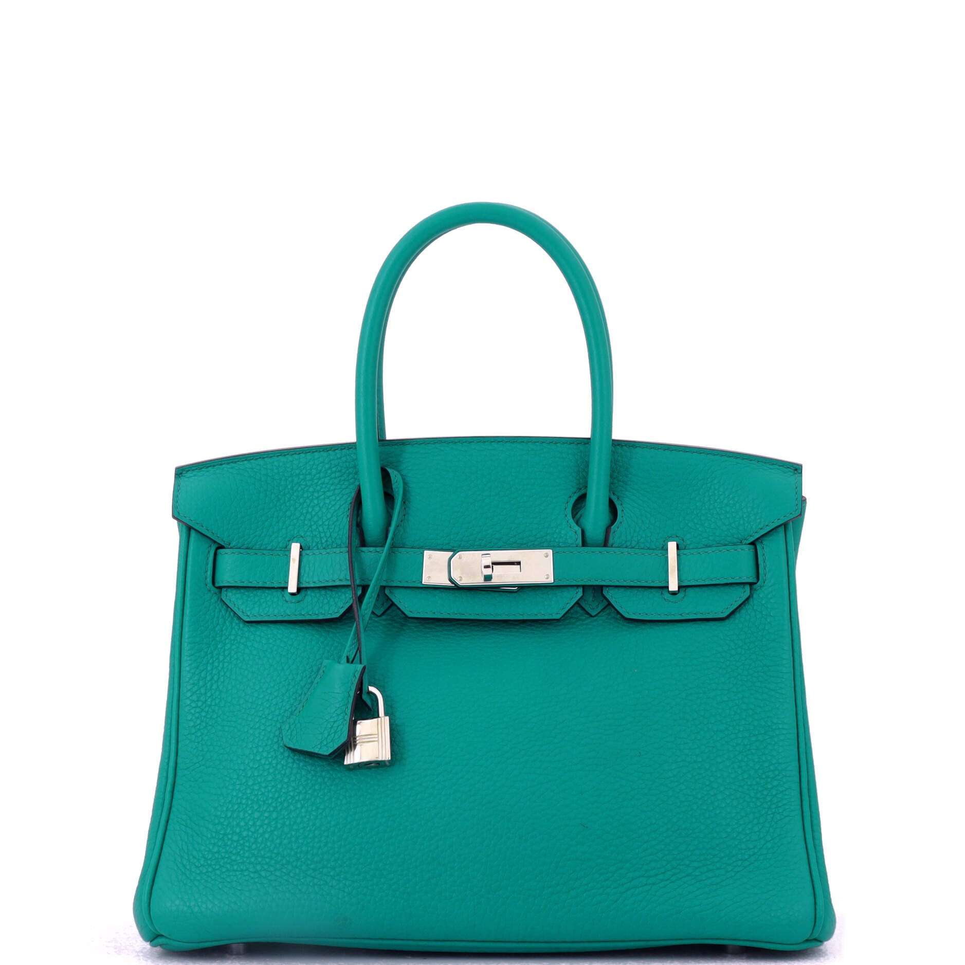 Hermes Birkin Handbag Bleu Paon Clemence with Palladium Hardware 30