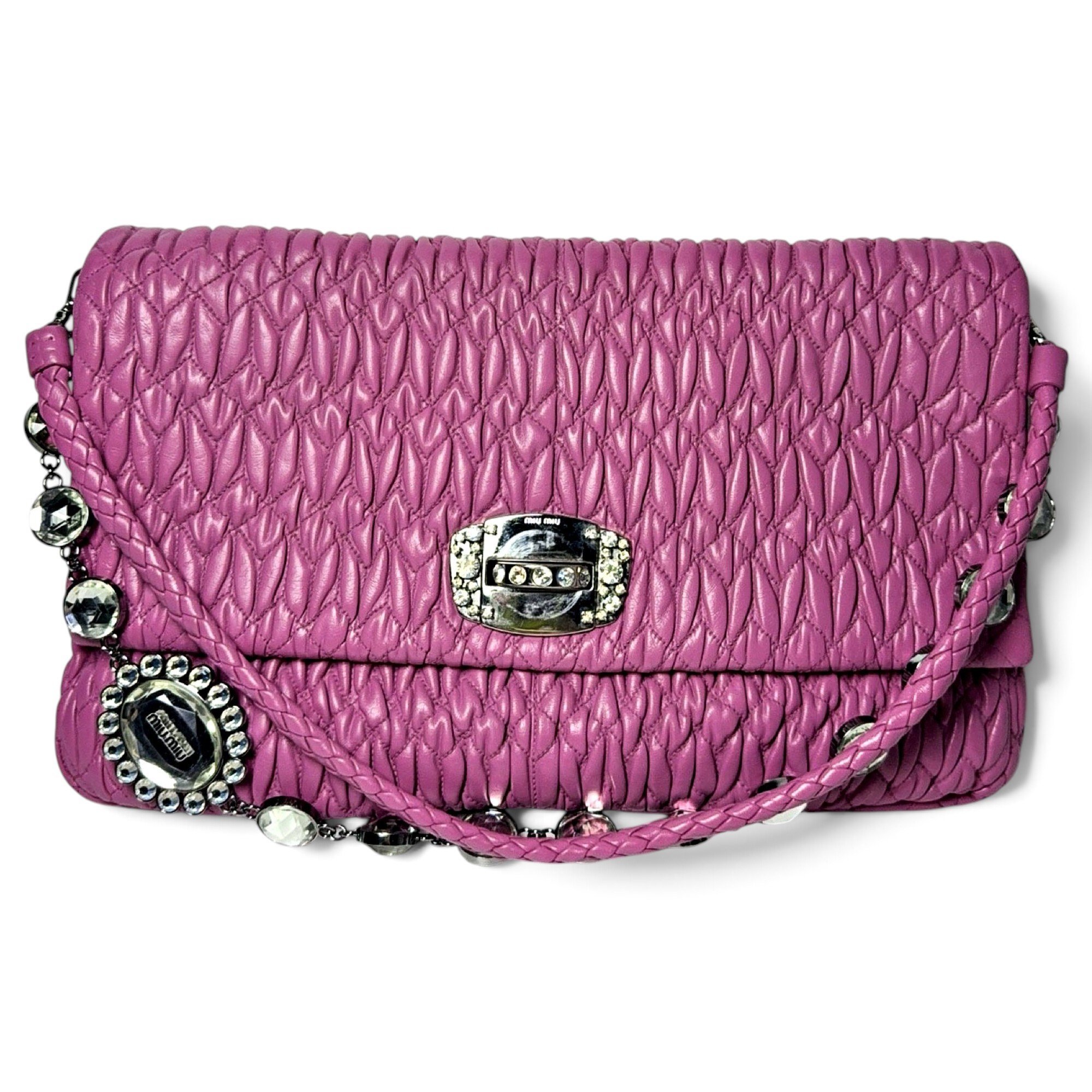 Miu Crystal leather handbag