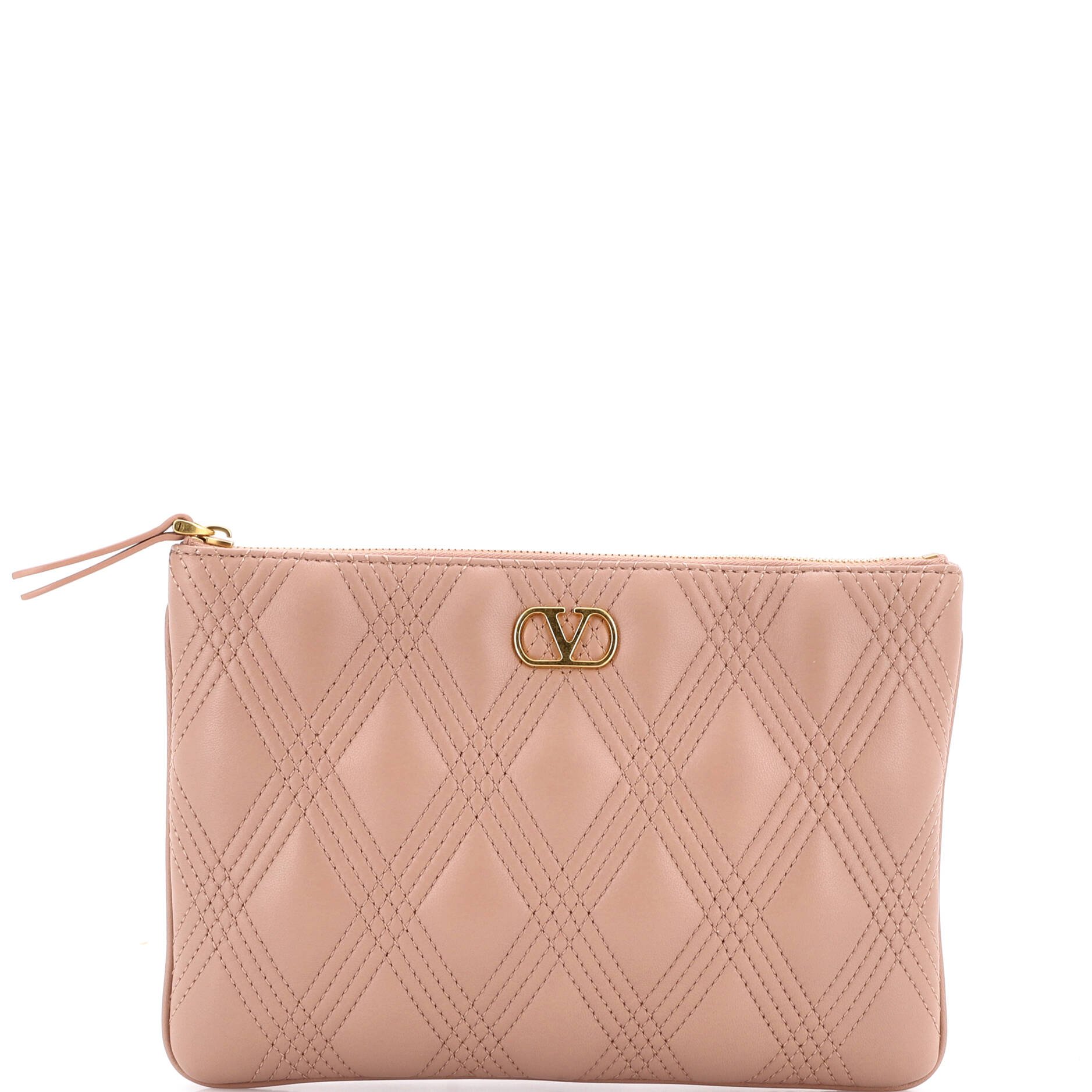Valentino Garavani Quiltie 67 Zip Pouch Quilted Leather Medium