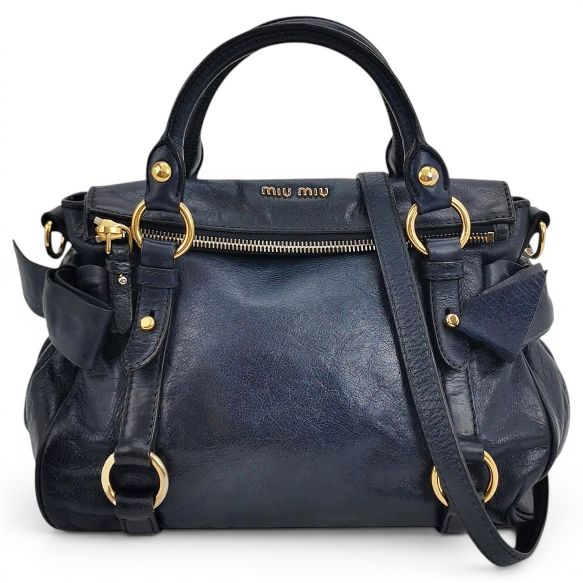 Bow bag leather handbag