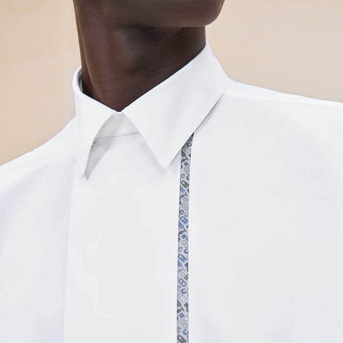 Blanc "Contraste Imprime" Sporty Fit Shirt