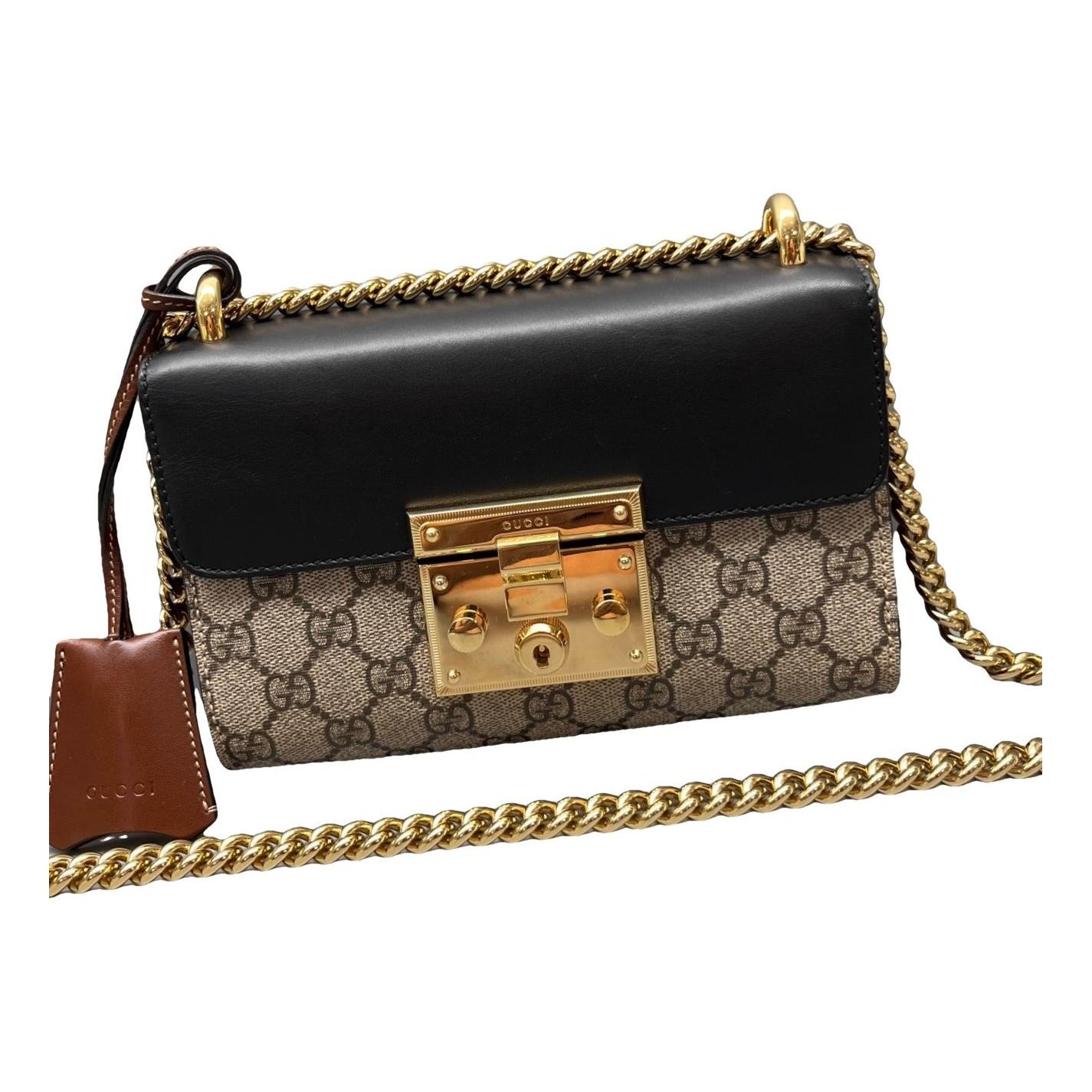 Padlock leather handbag