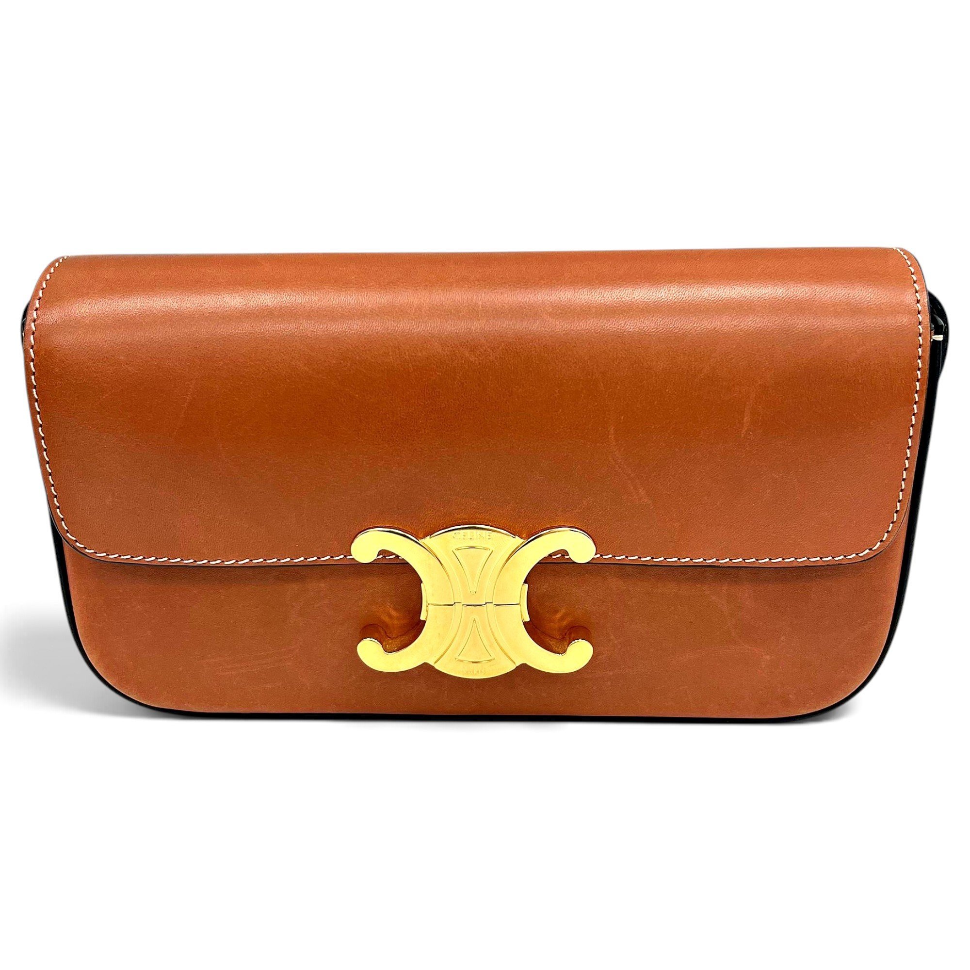 Triomphe chain leather crossbody bag