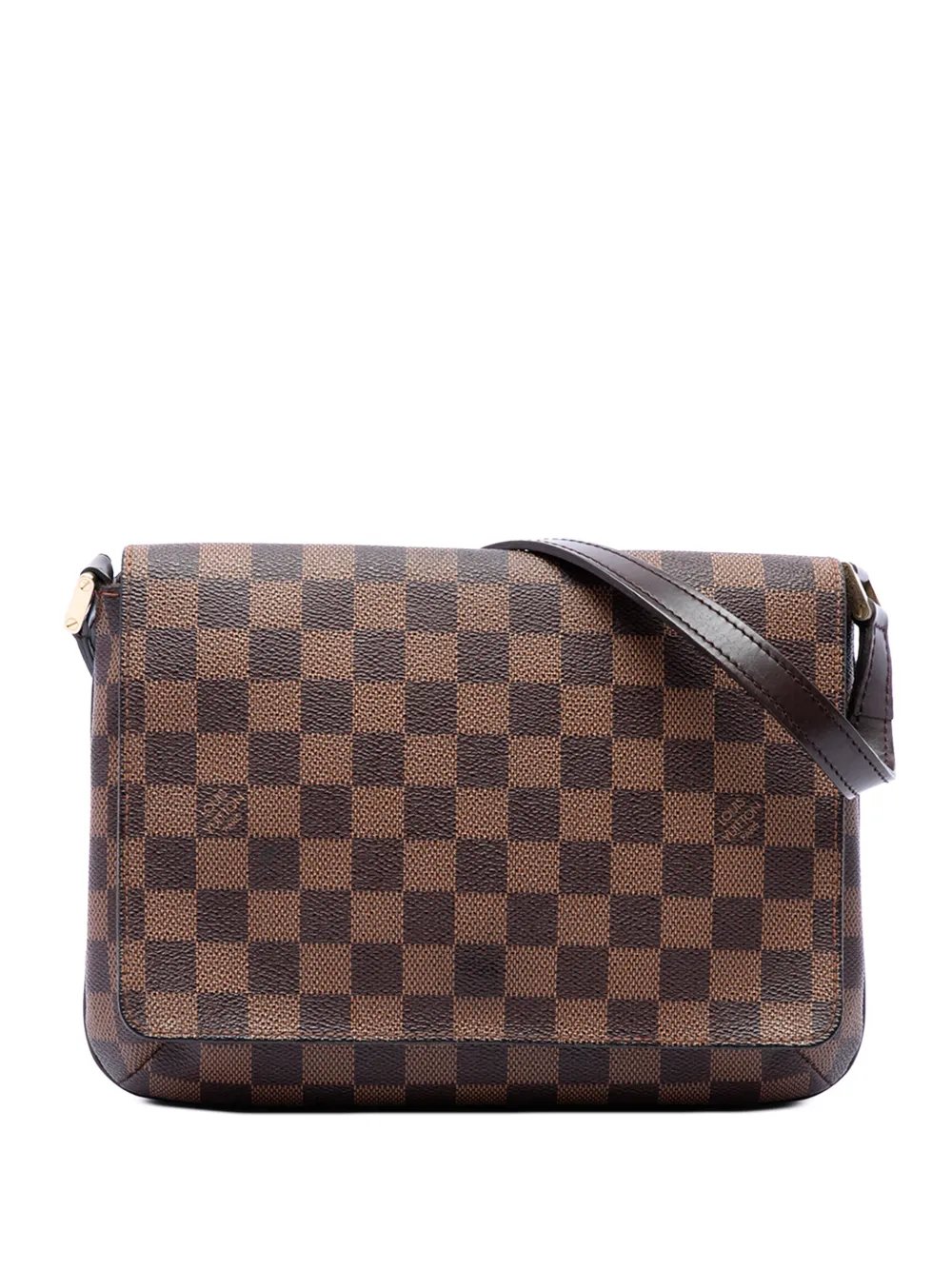 2002 Damier Ebene Musette Tango Long Strap crossbody bag