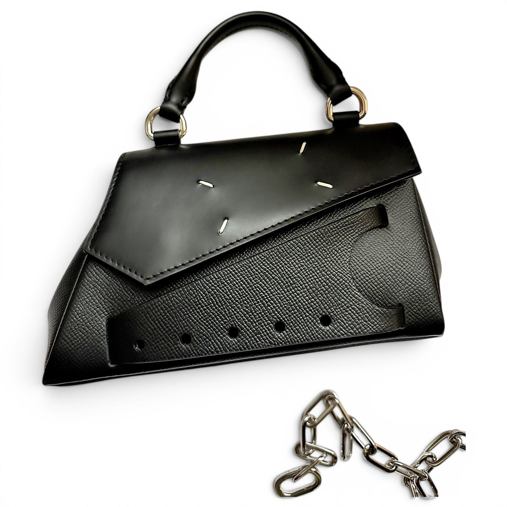Snatched leather tote
