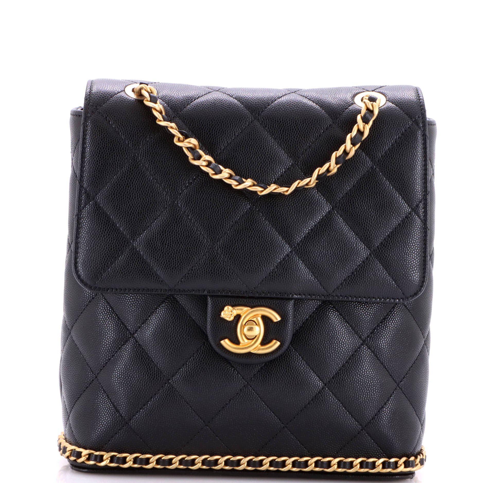 Chanel CC Chain Flap Backpack Quilted Caviar