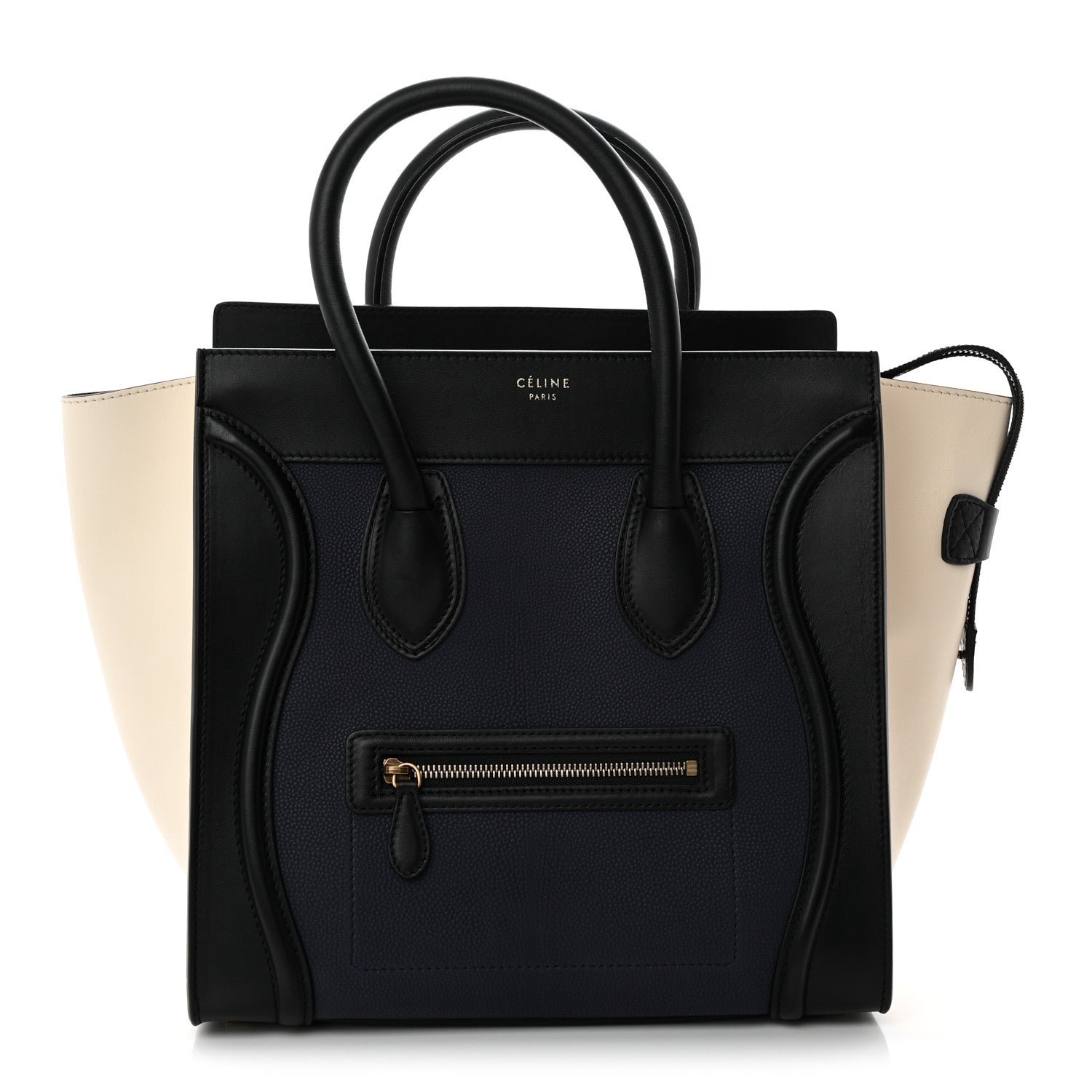 Celine Velluto Calfskin Mini Tri-Color Luggage Navy