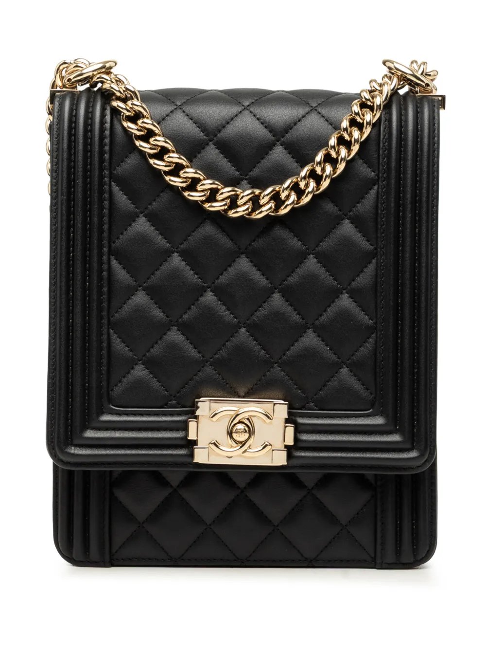 2019 Quilted Lambskin North South Boy Flap crossbody bag
