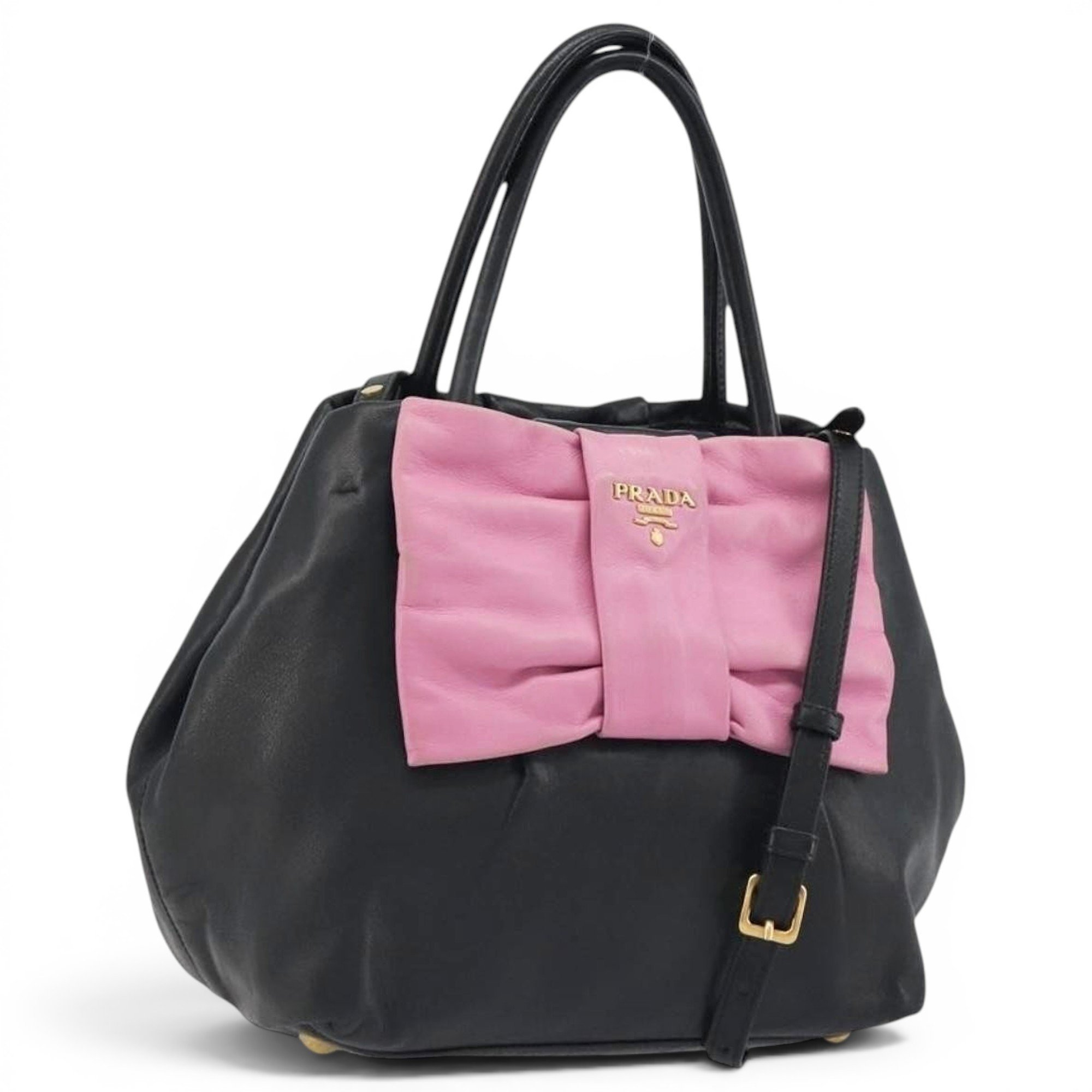 Ribbon leather handbag