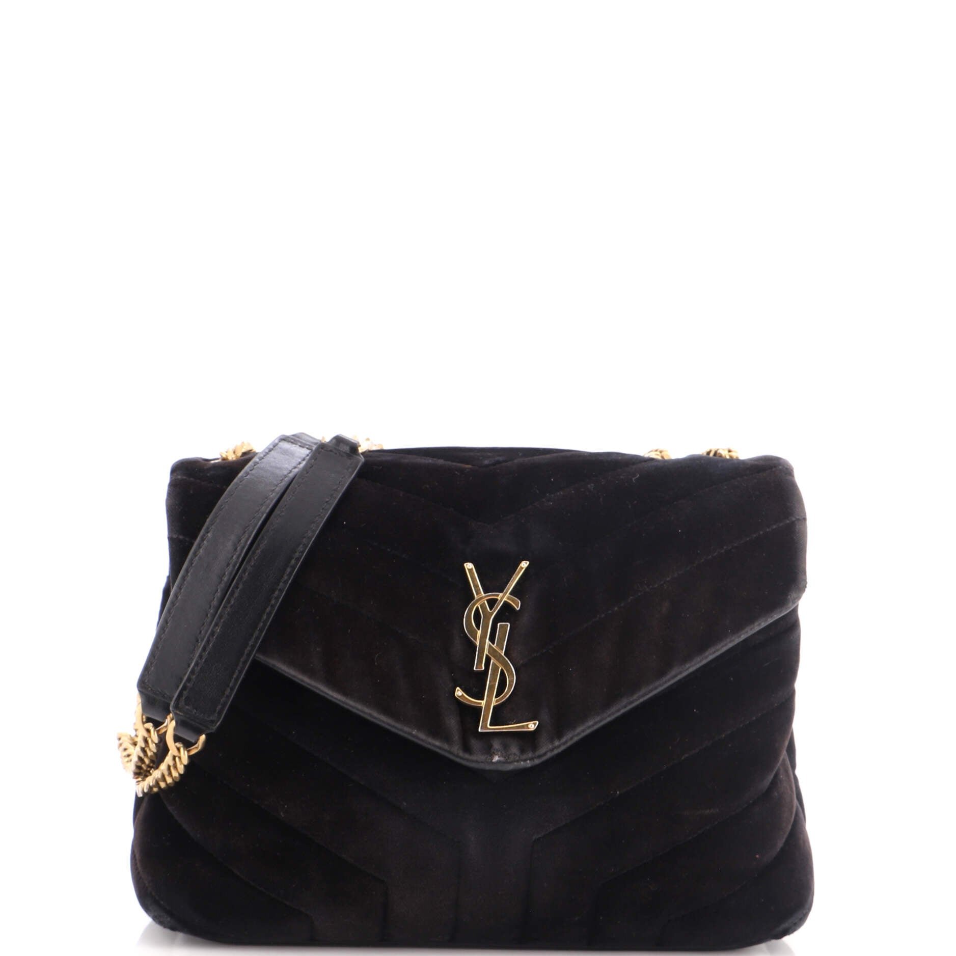 Saint Laurent Loulou Shoulder Bag Matelasse Chevron Velvet Small