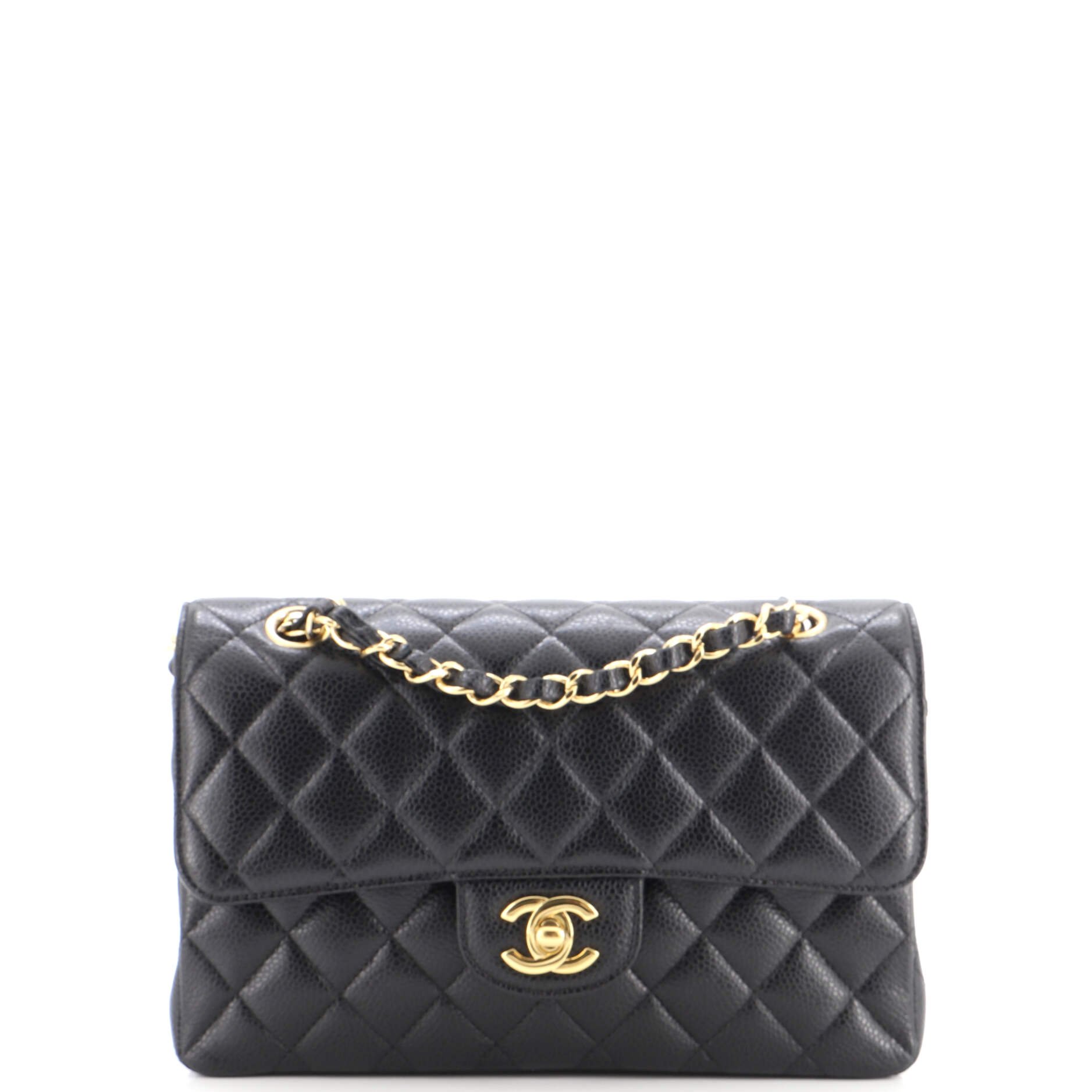 Classic Double Flap Bag Quilted Caviar Small