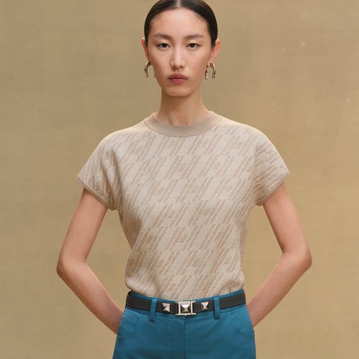 Beige Cremello Short-sleeve Sweater