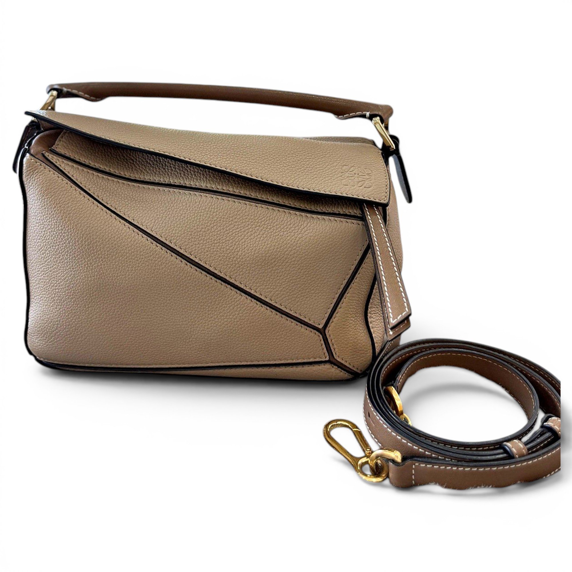 Puzzle leather handbag