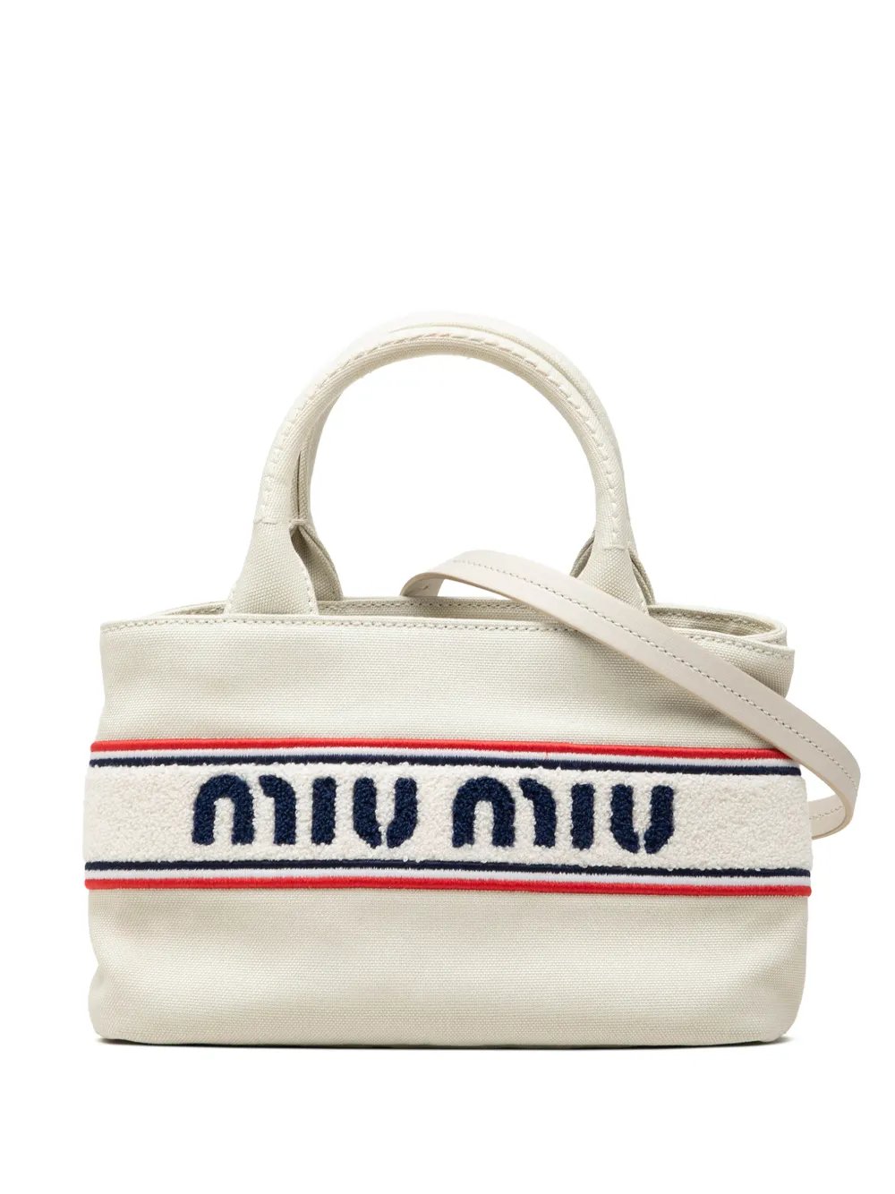 2010-2026 Cotton Trimmed Embroidered Canvas Logo Convertible Tote satchel