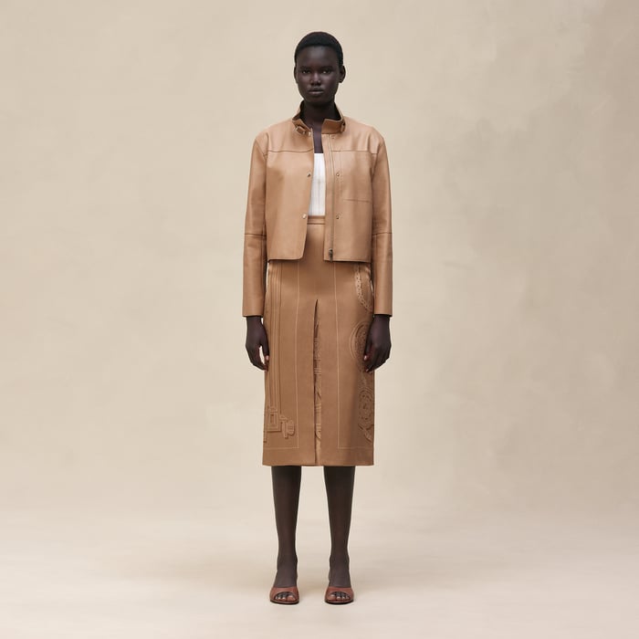 Beige Zénith Leather Jacket