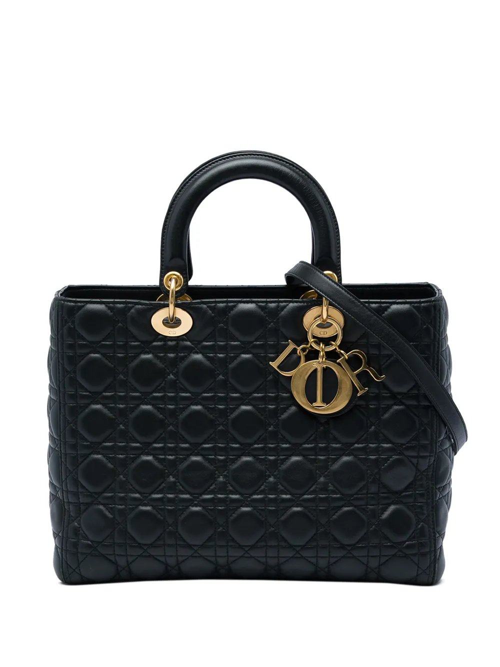 2012 Large Lambskin Cannage Lady Dior satchel