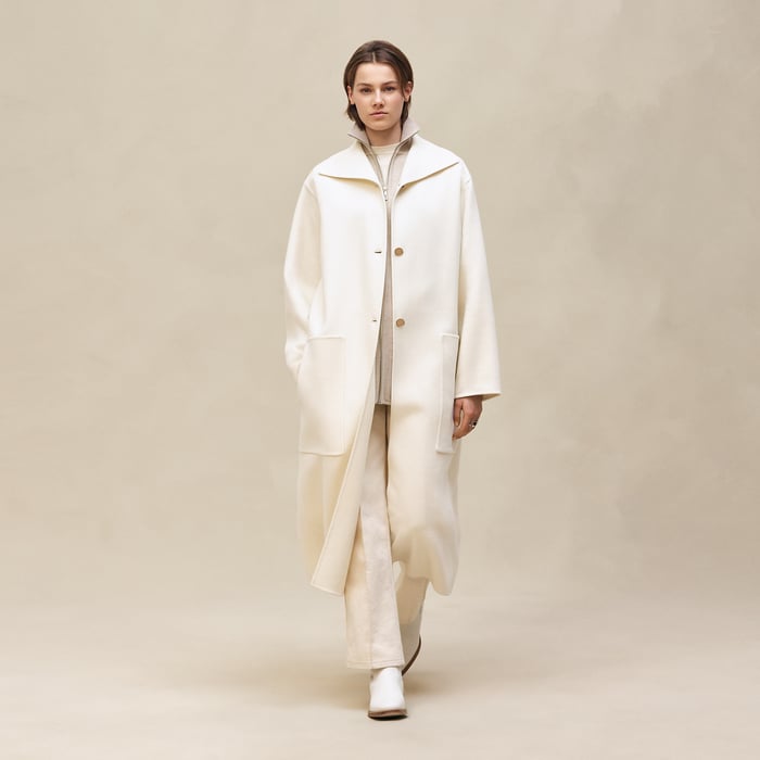 Blanc Naturel Long Cashmere Coat