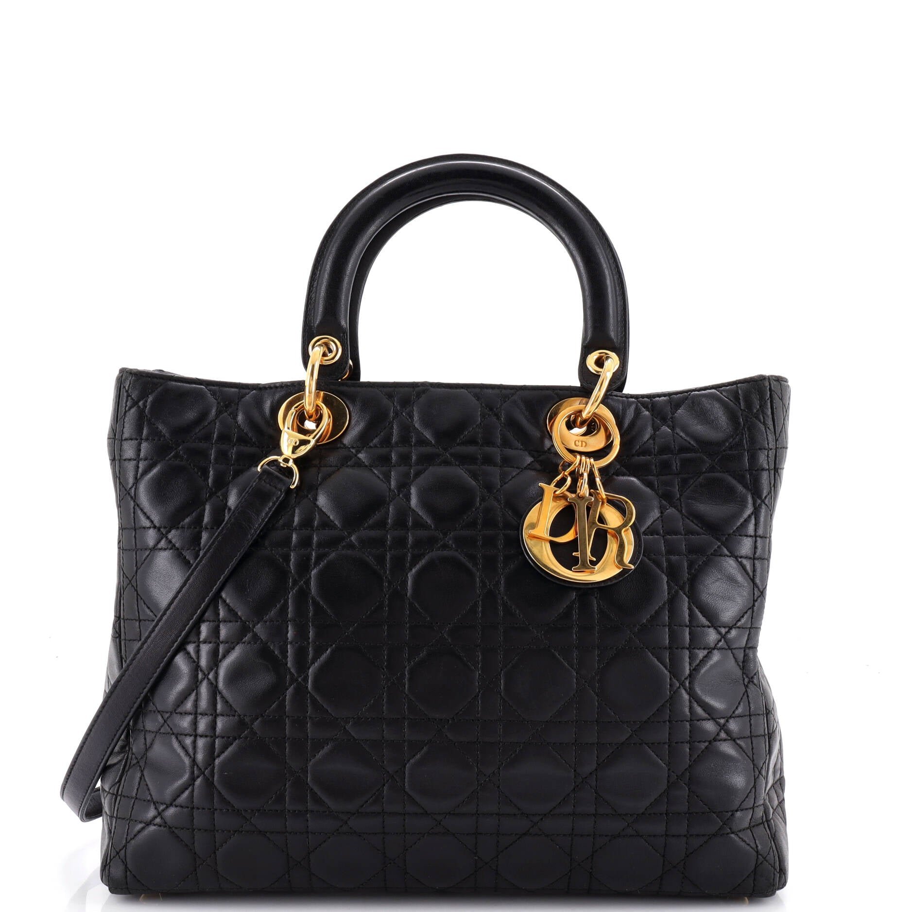 Vintage Lady Dior Bag Cannage Quilt Lambskin Large
