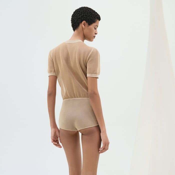 Beige Kraft Short-sleeve Body With Pockets