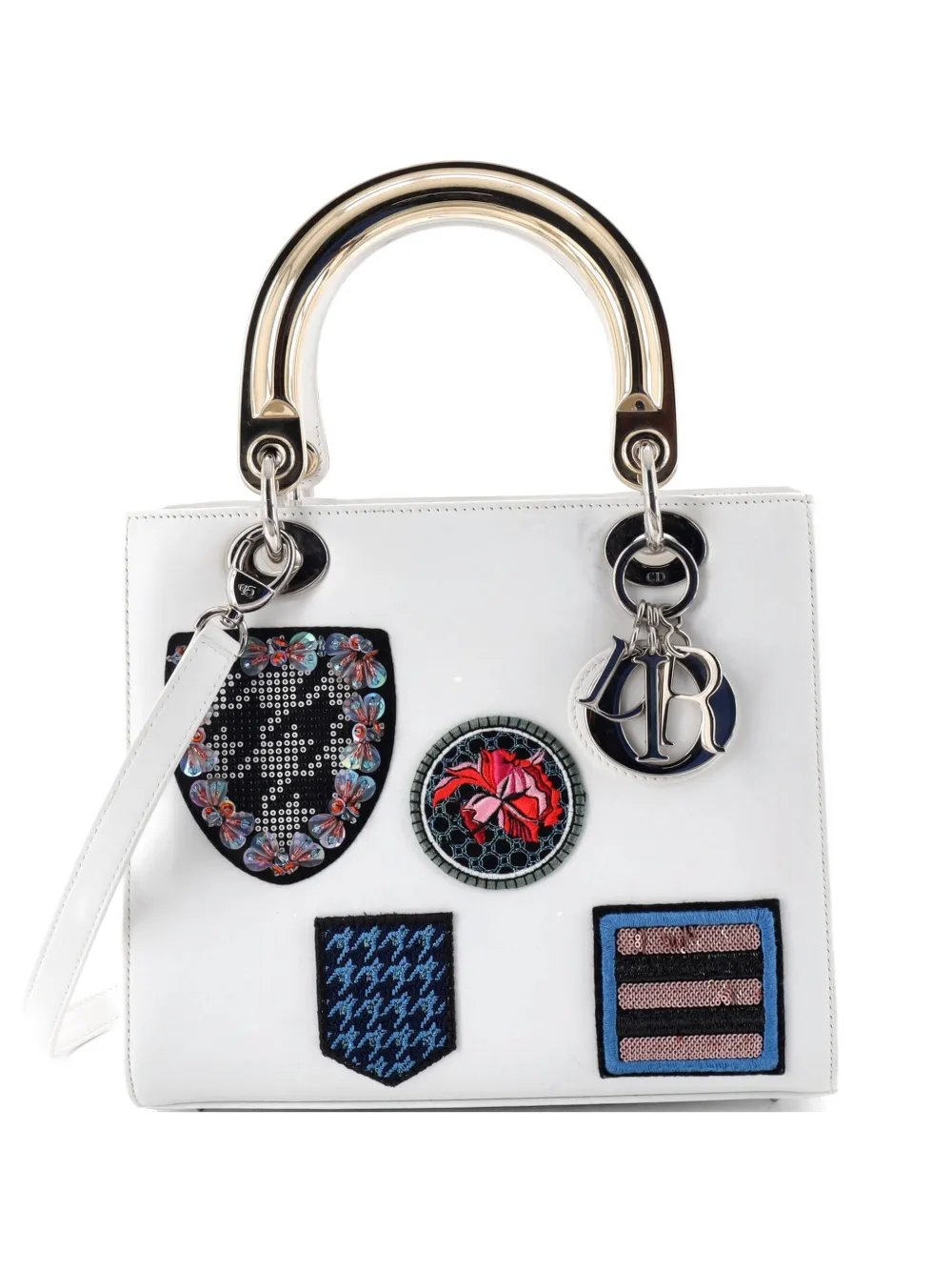 Lady Dior Bag Patch Embellished Leather Medium satchel