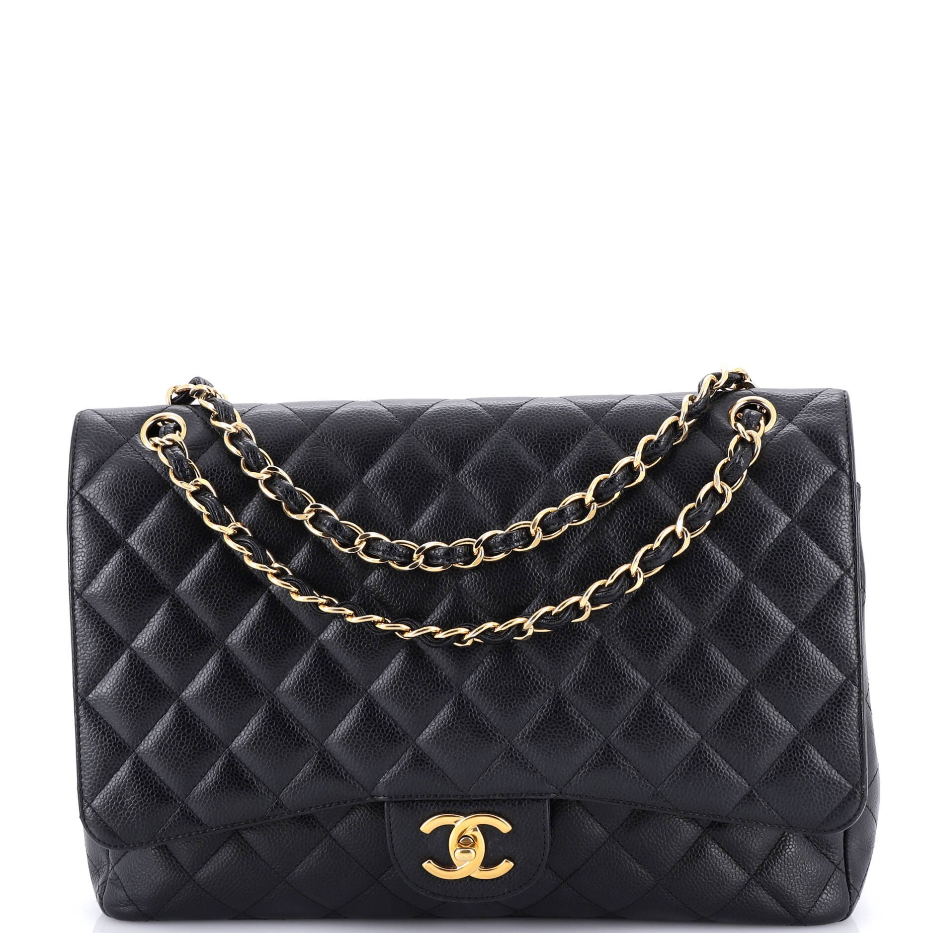 Chanel Classic Double Flap Bag Quilted Caviar Maxi