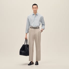"Rayures fond colore" boxy fit shirt with Louis collar