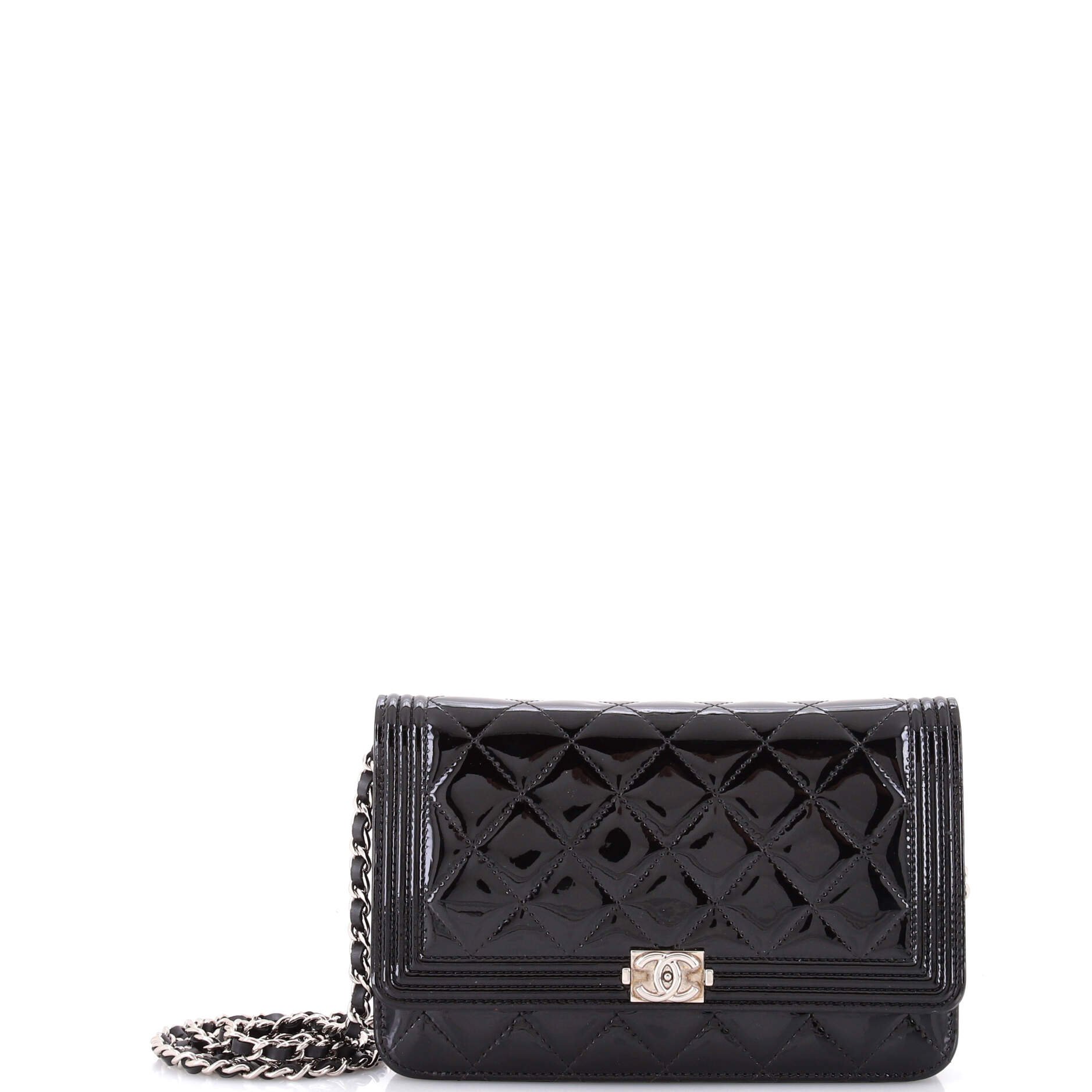 Boy Wallet on Chain Quilted Patent