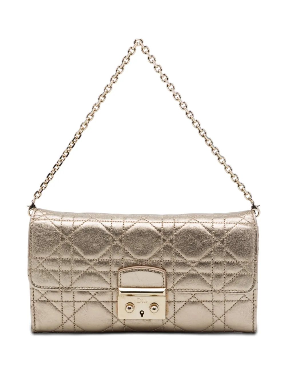 Dior 2014 Metallic Lambskin Cannage Miss Dior Promenade Wallet on Chain shoulder bag
