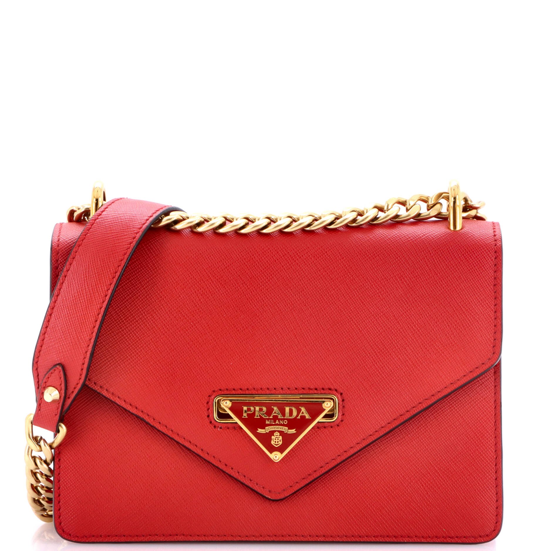Envelope Flap Chain Shoulder bag Saffiano Leather Small