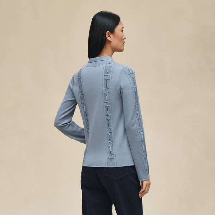 Bleu Adriatique "Cahier Du Colporteur" Zipped Twillaine Cardigan
