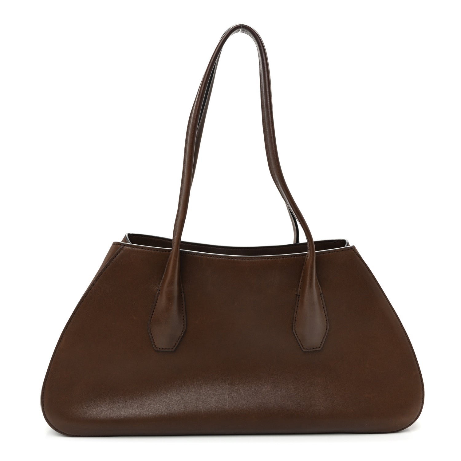 The Row Polished Saddle Calfskin Alger Shoulder Bag Deep Brown
