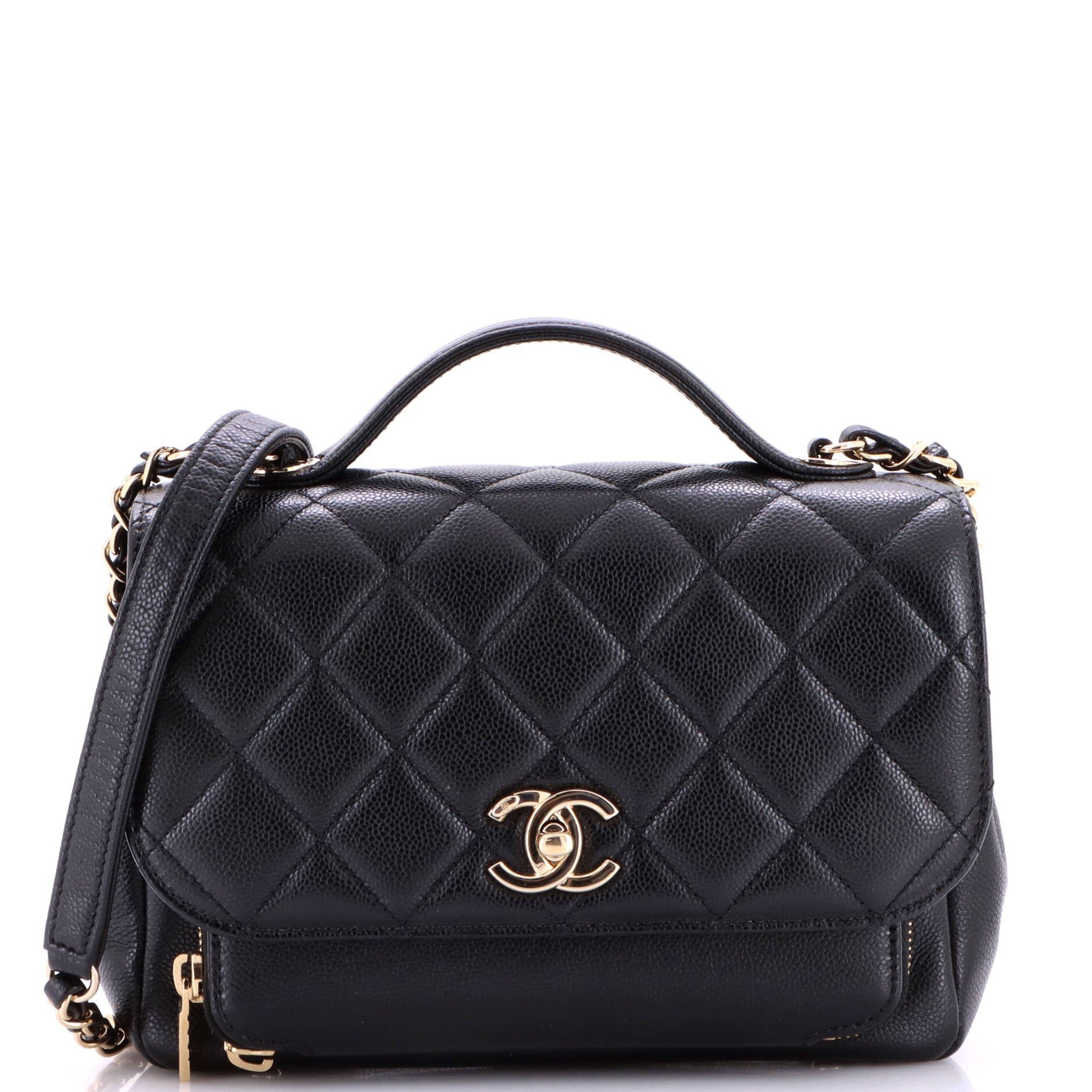 Business Affinity Flap Bag Quilted Caviar Small
