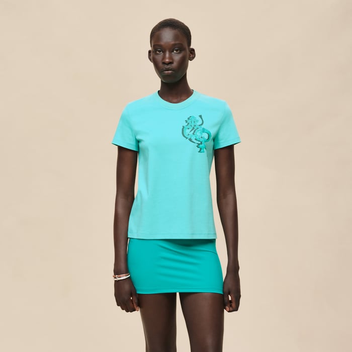 Vert Menthe Printed Straight T-shirt