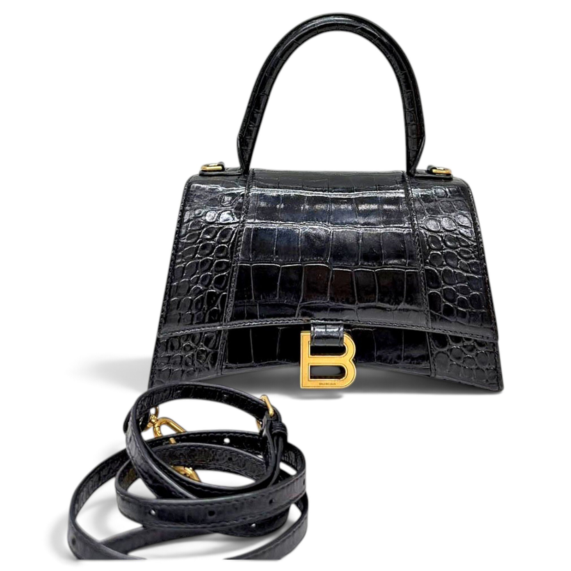Hourglass leather handbag