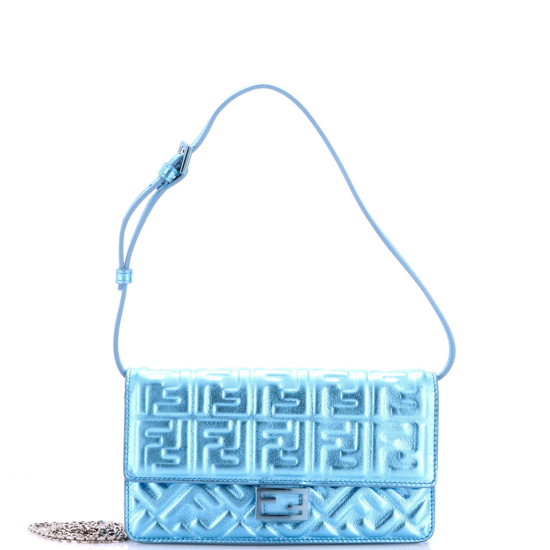 Baguette Wallet on Chain Zucca Embossed Leather
