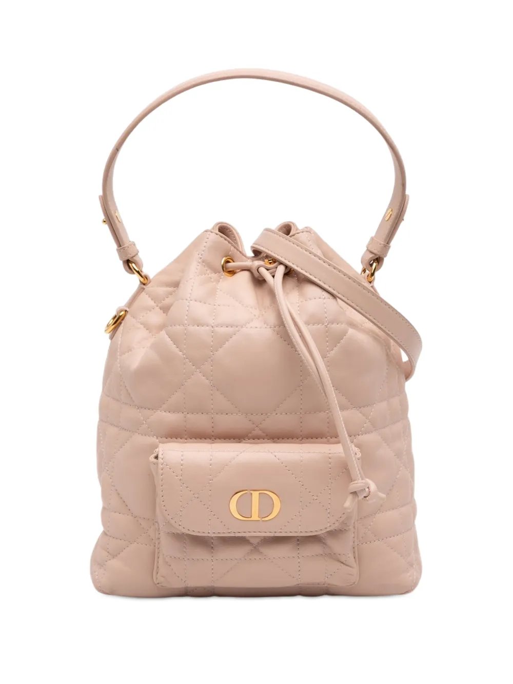 2025 Small Lambskin Macrocannage Caro Bucket Bag satchel