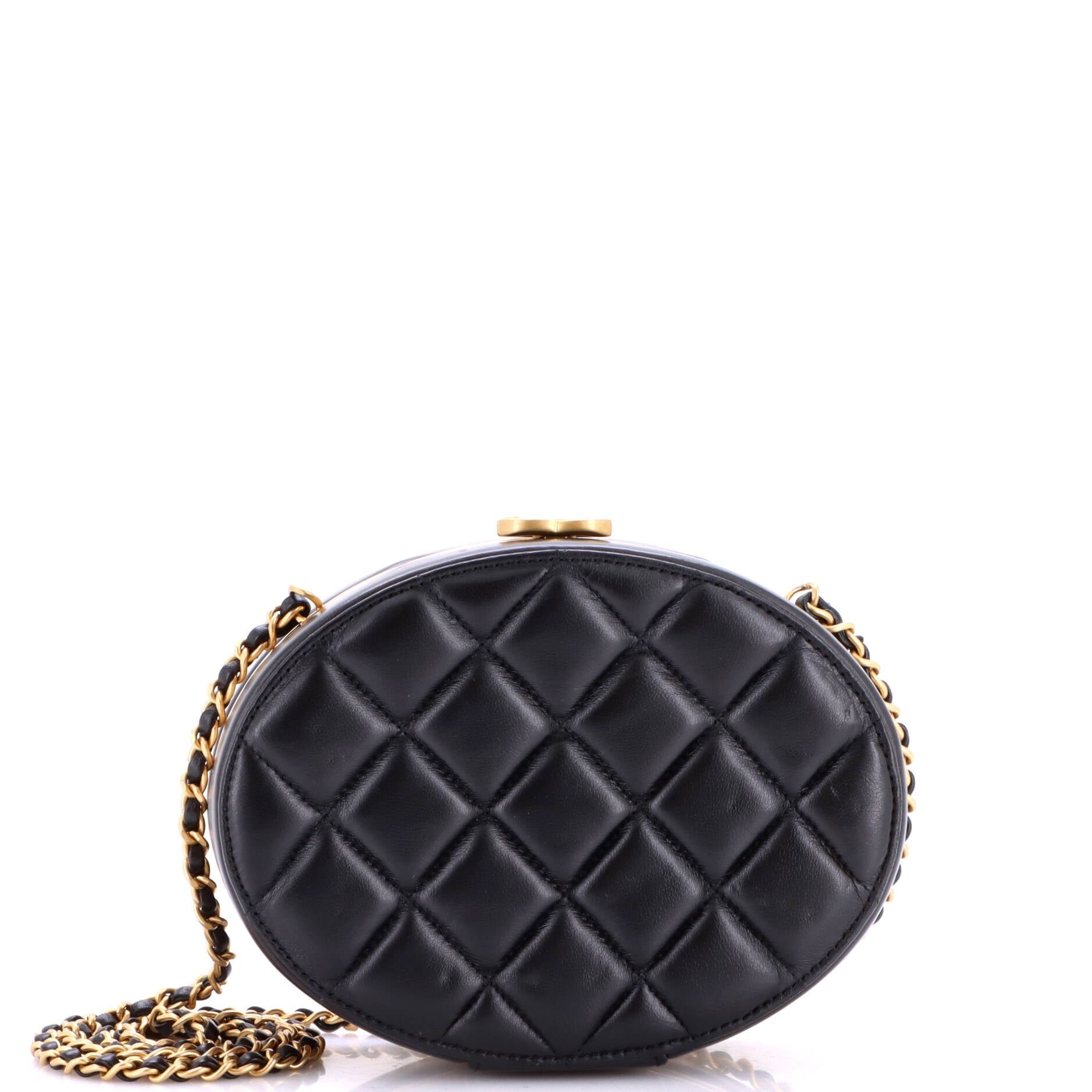 Oval Frame Clutch on Chain Quilted Lambskin