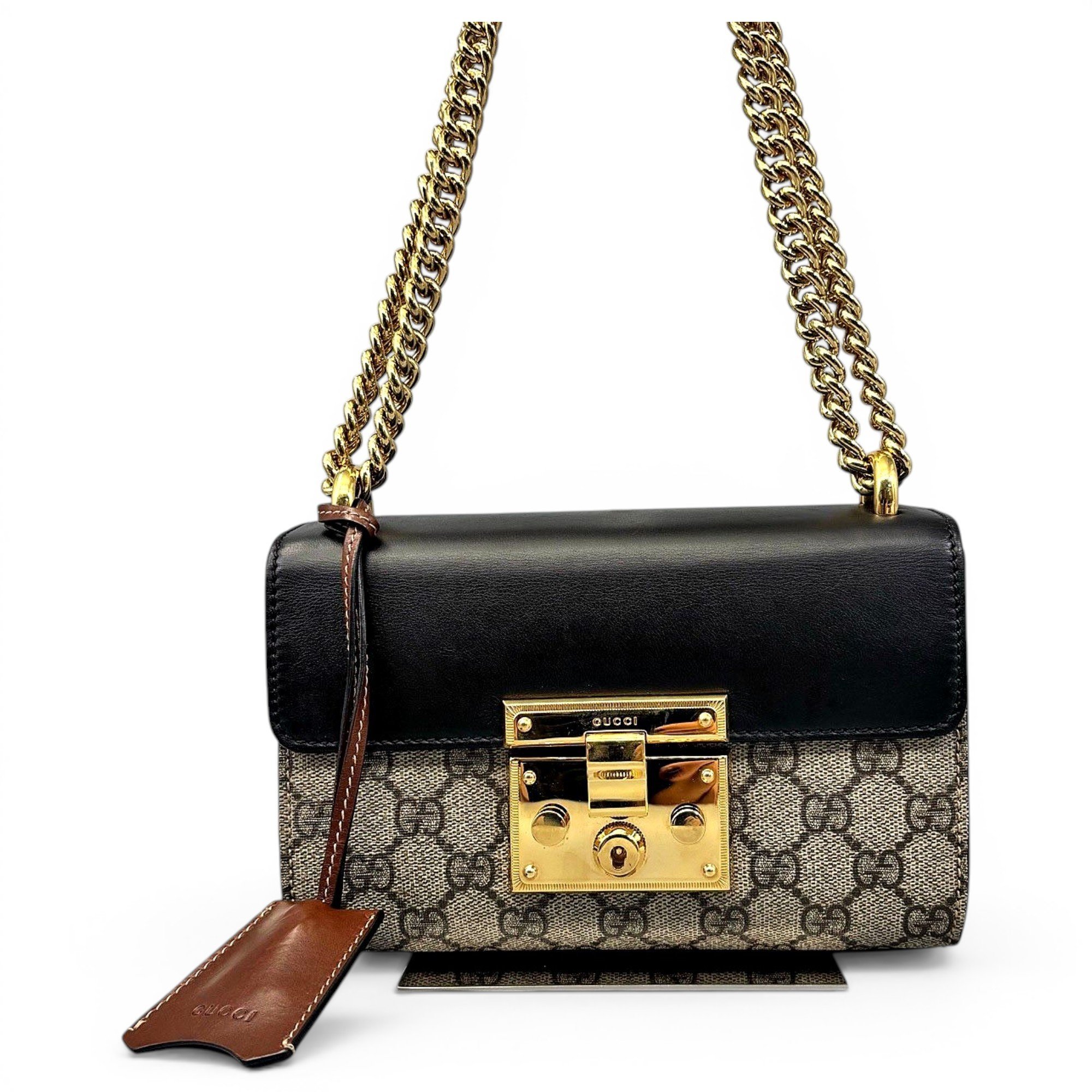 Padlock leather handbag