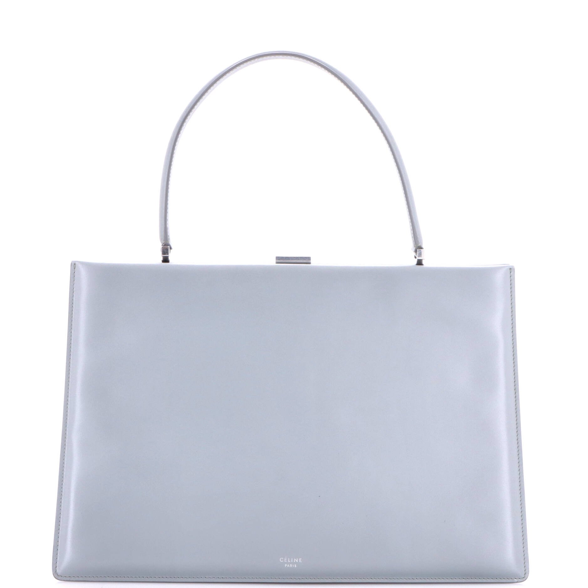 Clasp Top Handle Bag Leather Medium