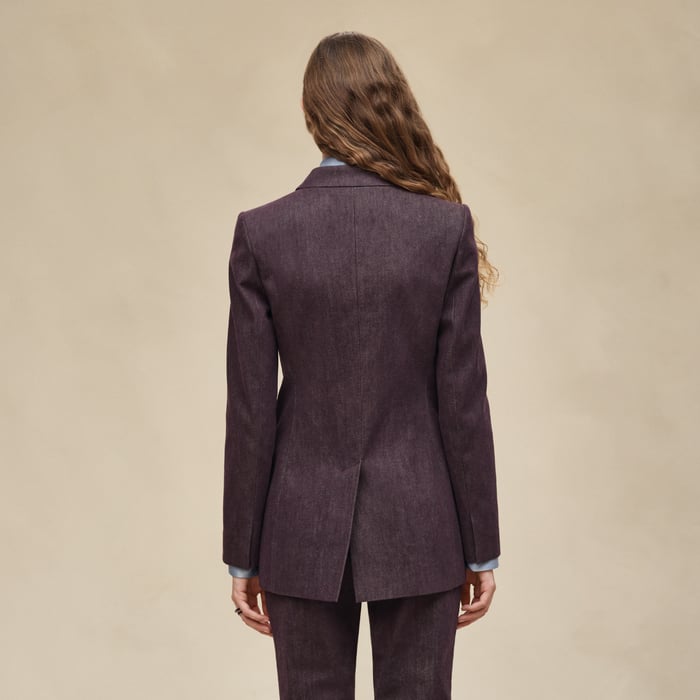 Marron Auburn Mixed Leather Suit Jacket