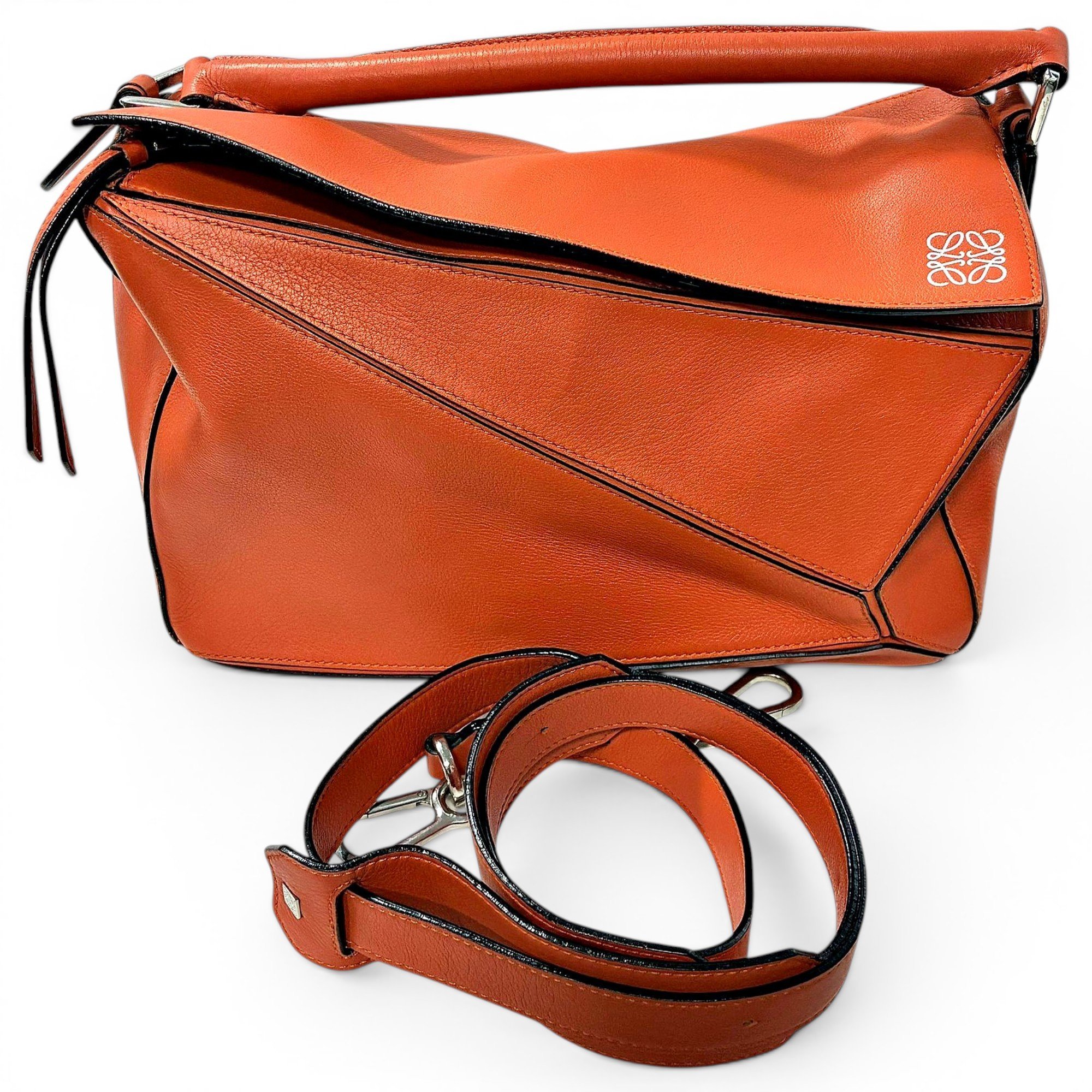 Puzzle leather handbag