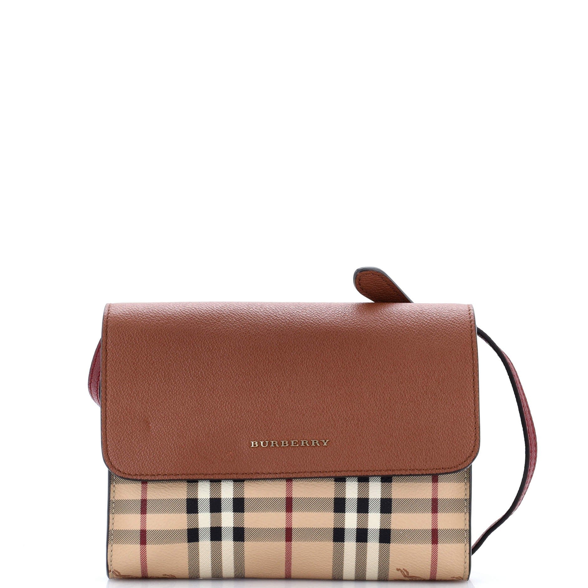 Burberry Loxley Crossbody Bag Haymarket Coated Canvas and Leather Small