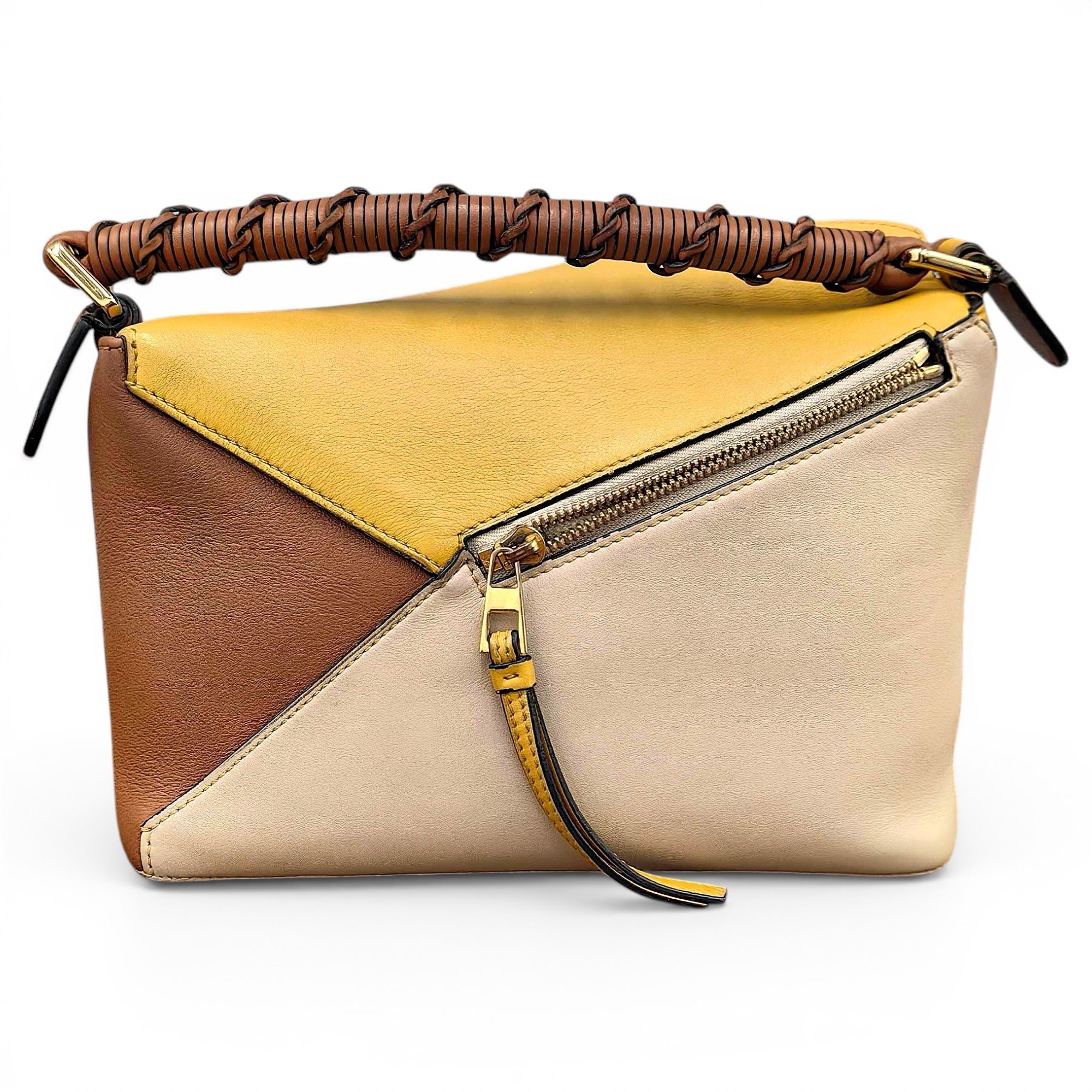 Puzzle leather handbag