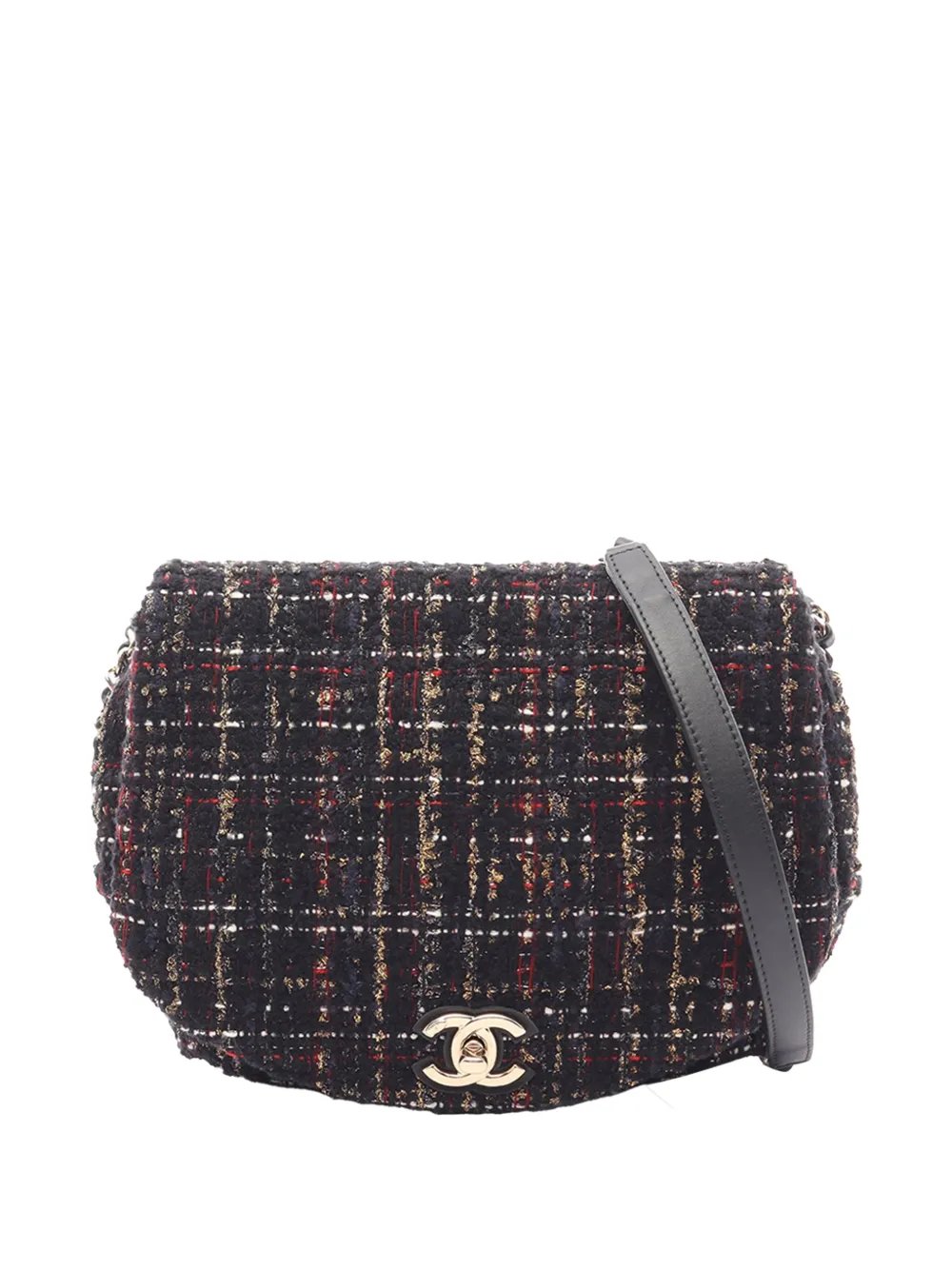 2019 CC Tweed Chain Around Saddle Flap crossbody bag