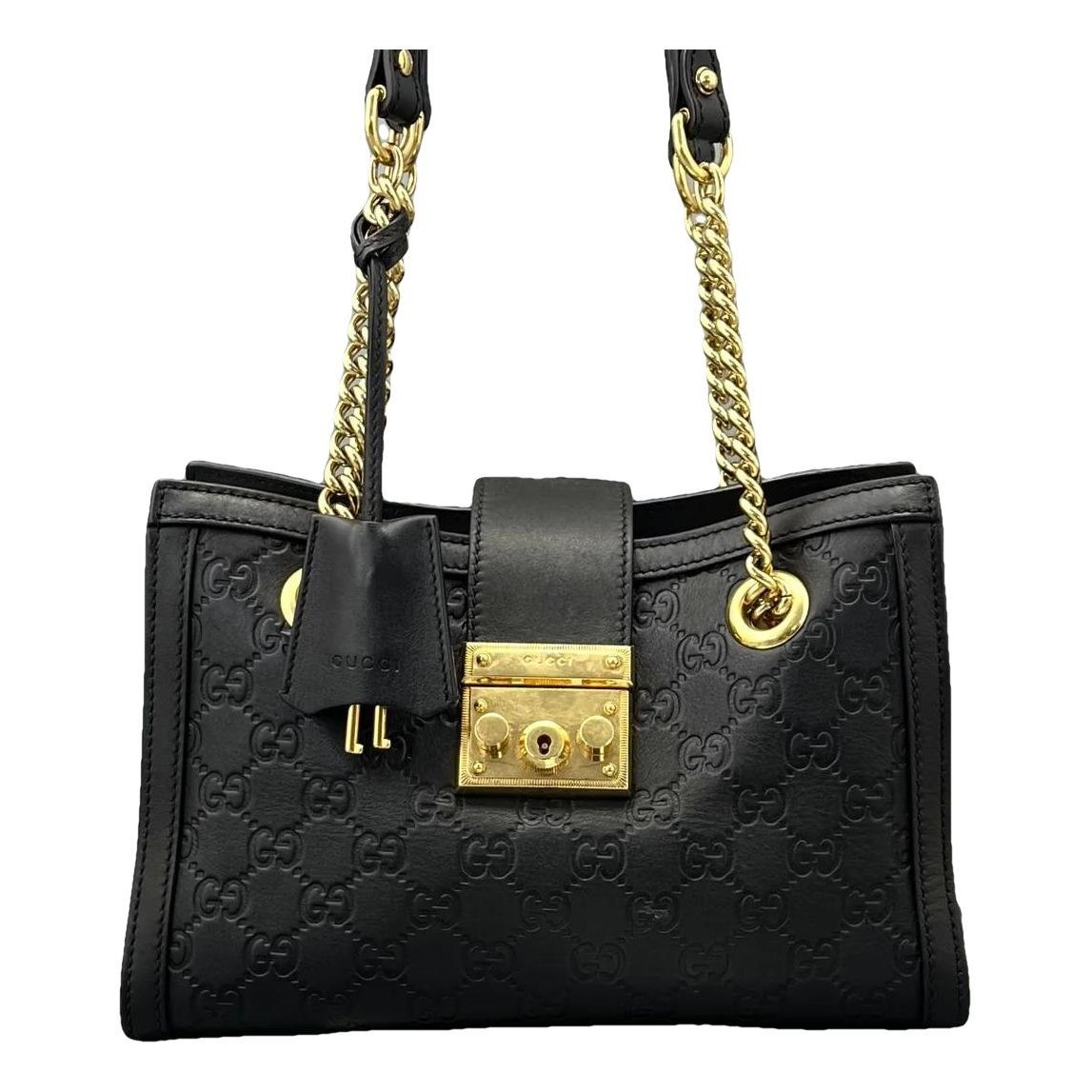 Padlock leather handbag